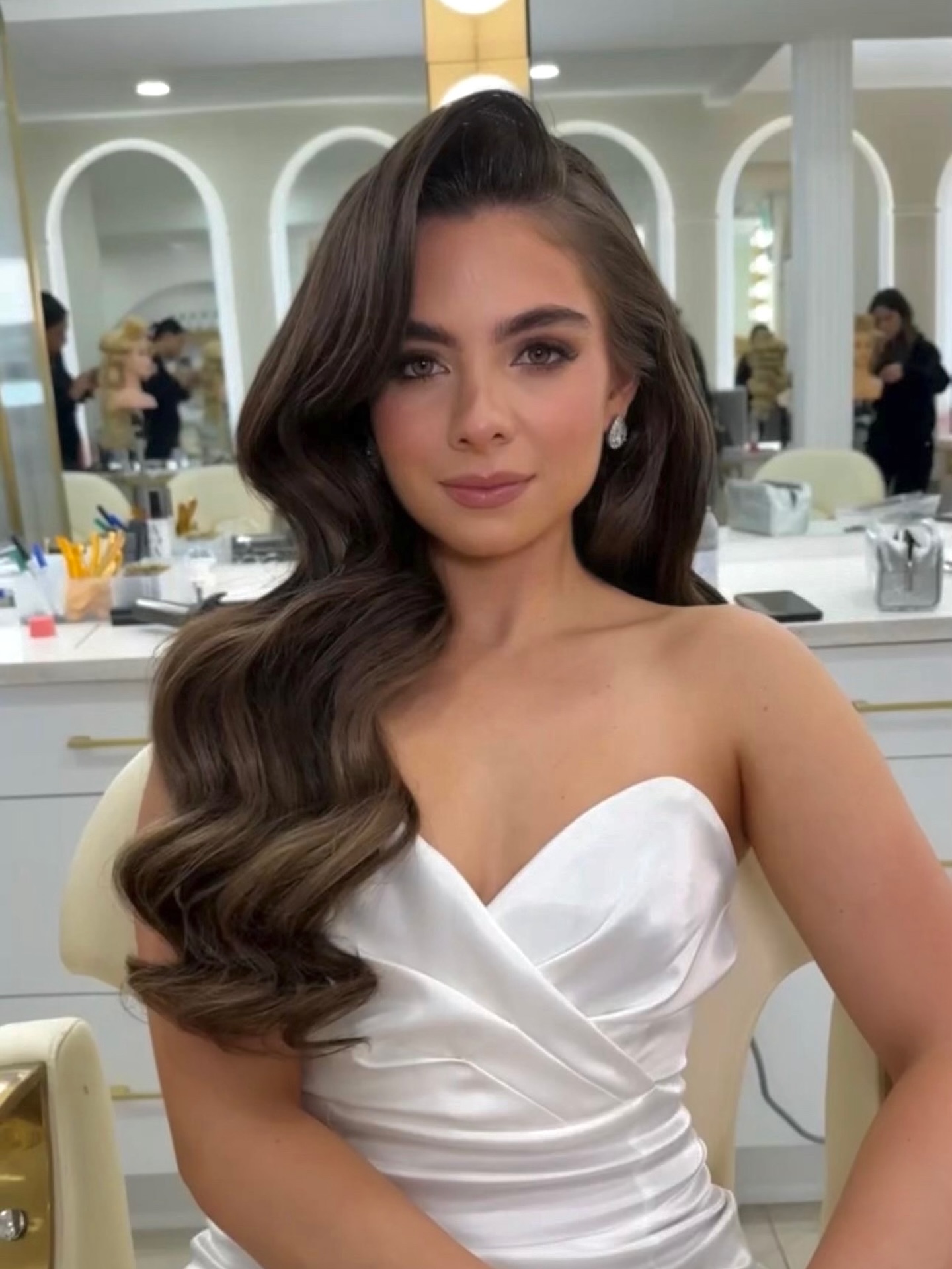 Glamorous Deep Waves with Side Part