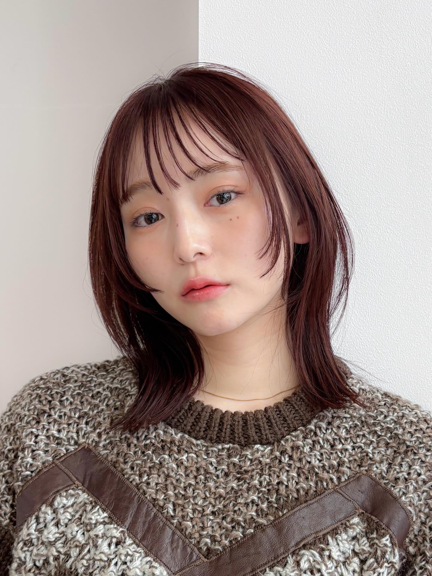 Modern Layered Lob with Textured Bangs