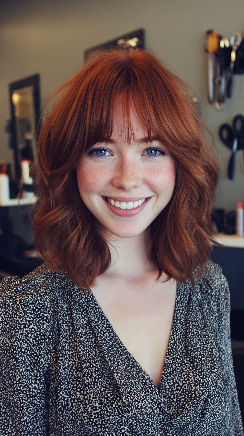 Playful Textured Lob with Wispy Bangs