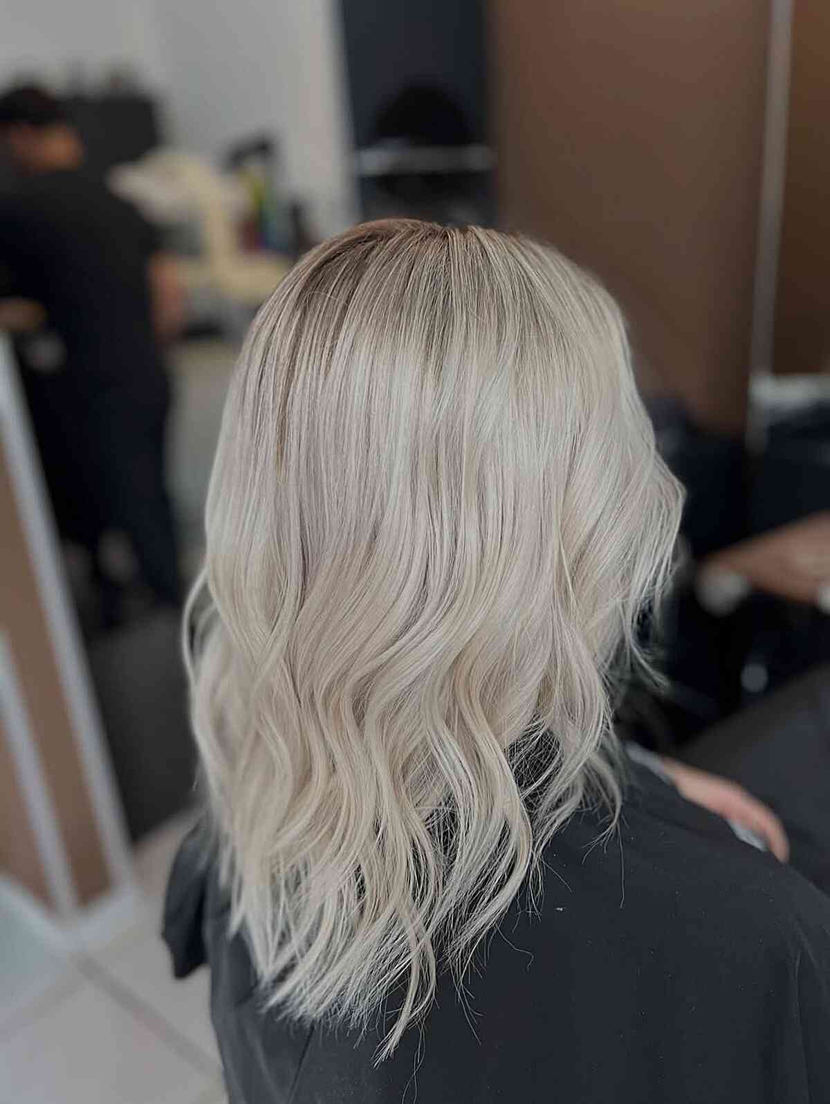 Soft Textured White Hair with Beachy Waves