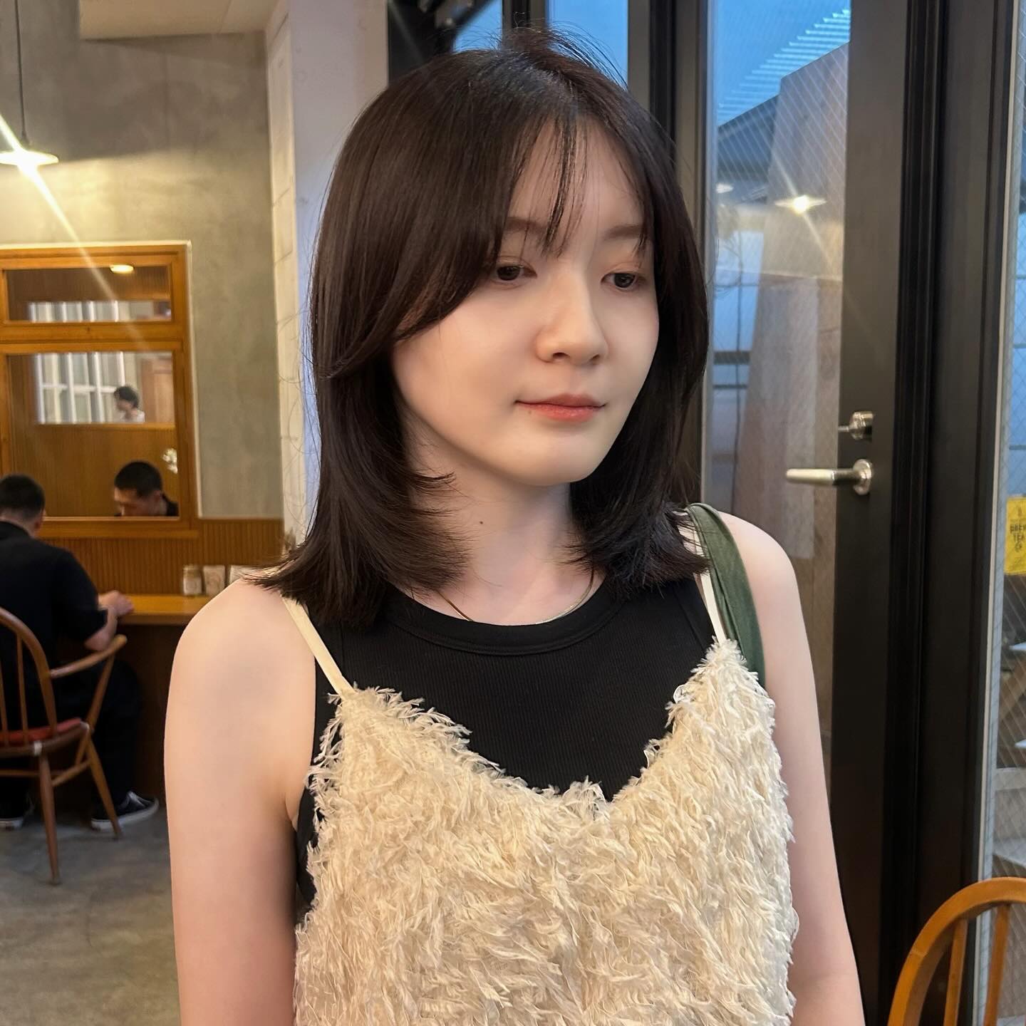 Softly Layered Lob with Face-Framing Bangs
