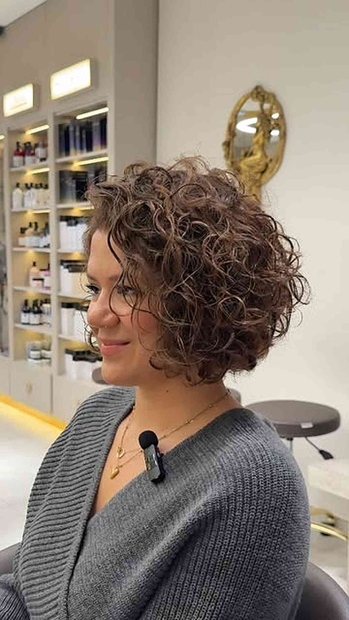 Stylish Caramel Chestnut Sculpted Curly Bob