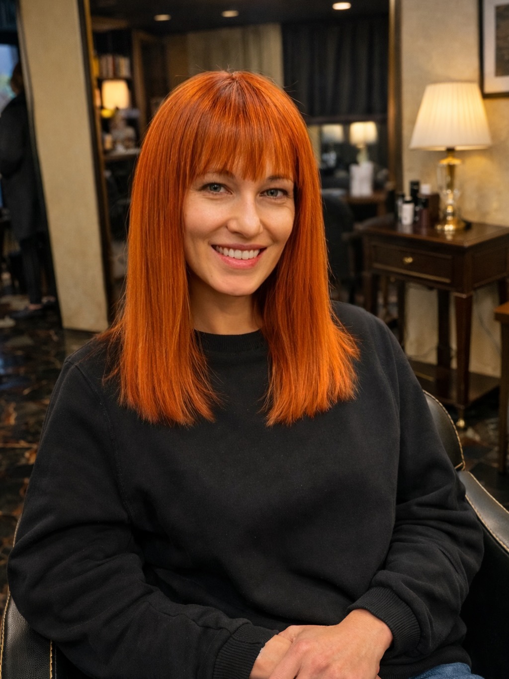 Vibrant Straight Medium Cut with Bold Bangs