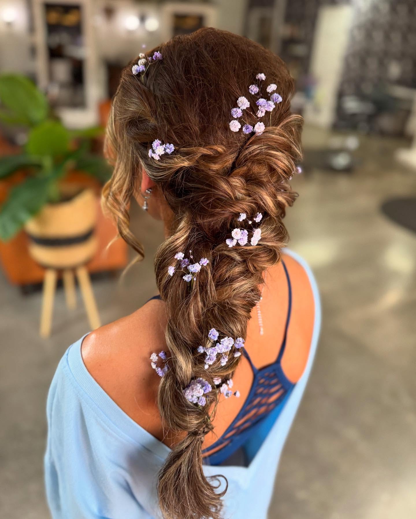 Bohemian Braided Half-Up with Floral Accents