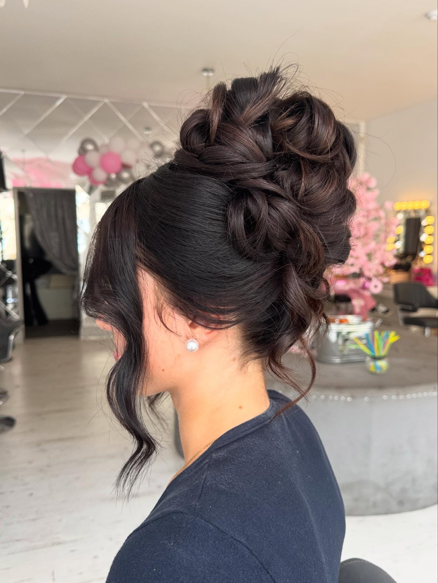 Elegant High Bun with Intricate Braiding