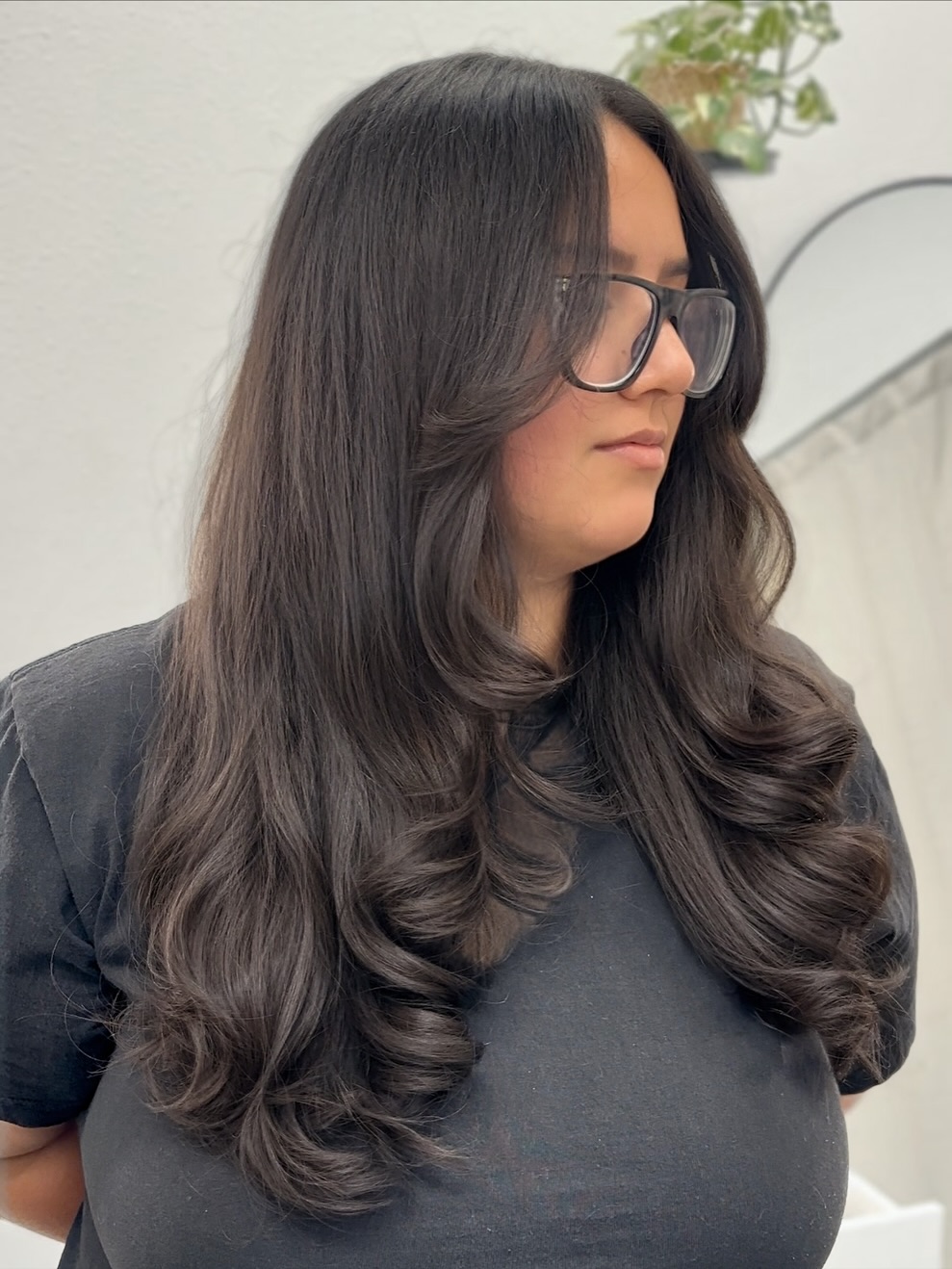 Glossy Long Layers with Soft Curls