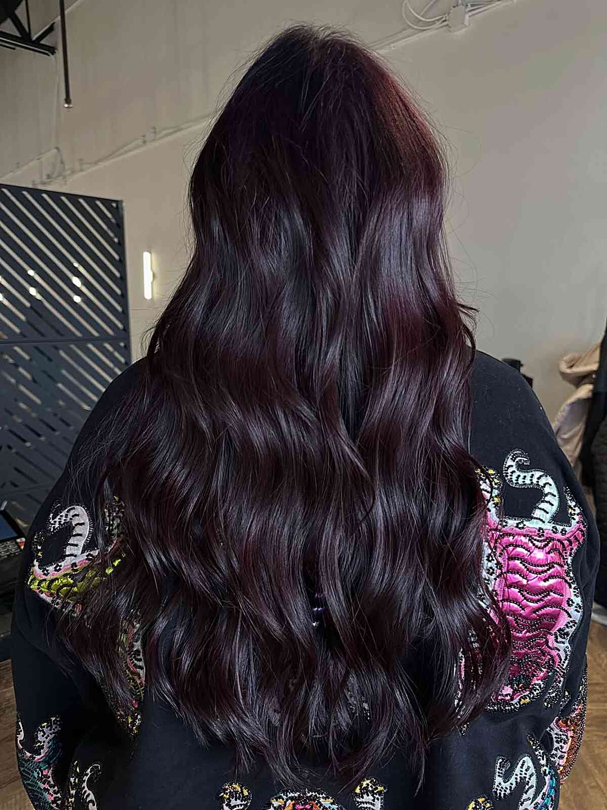 Long Black Cherry Waves with Subtle Layering