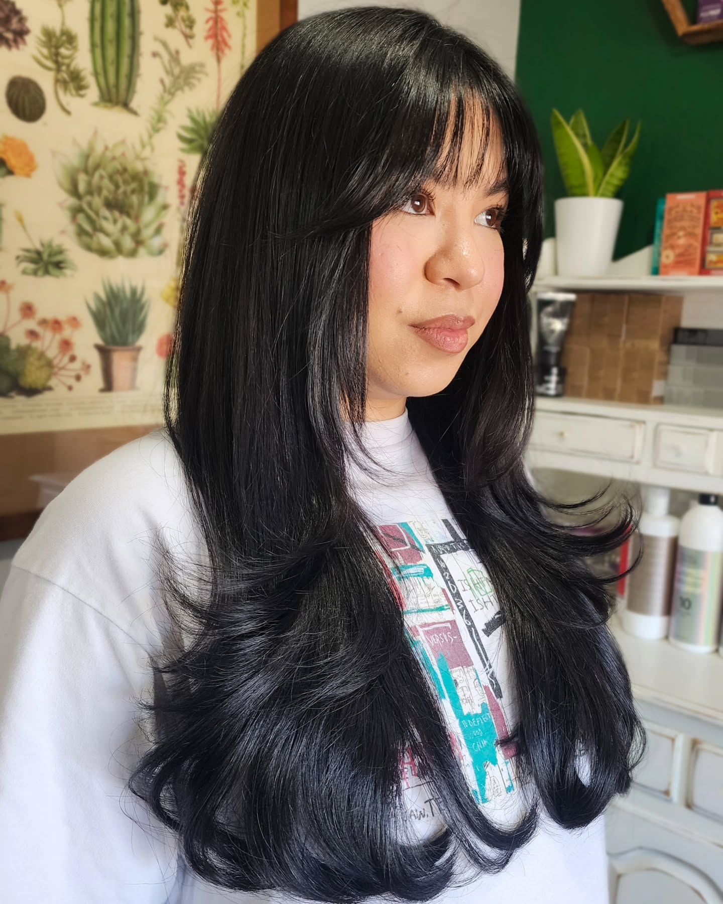 Long Layered Cut with Wispy Bangs