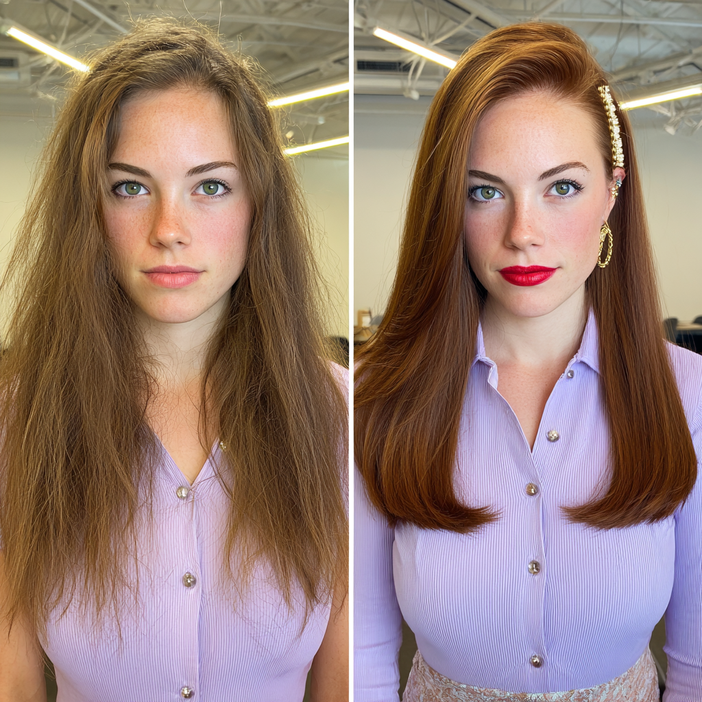 Polished Long Straight Hair with Subtle Highlights