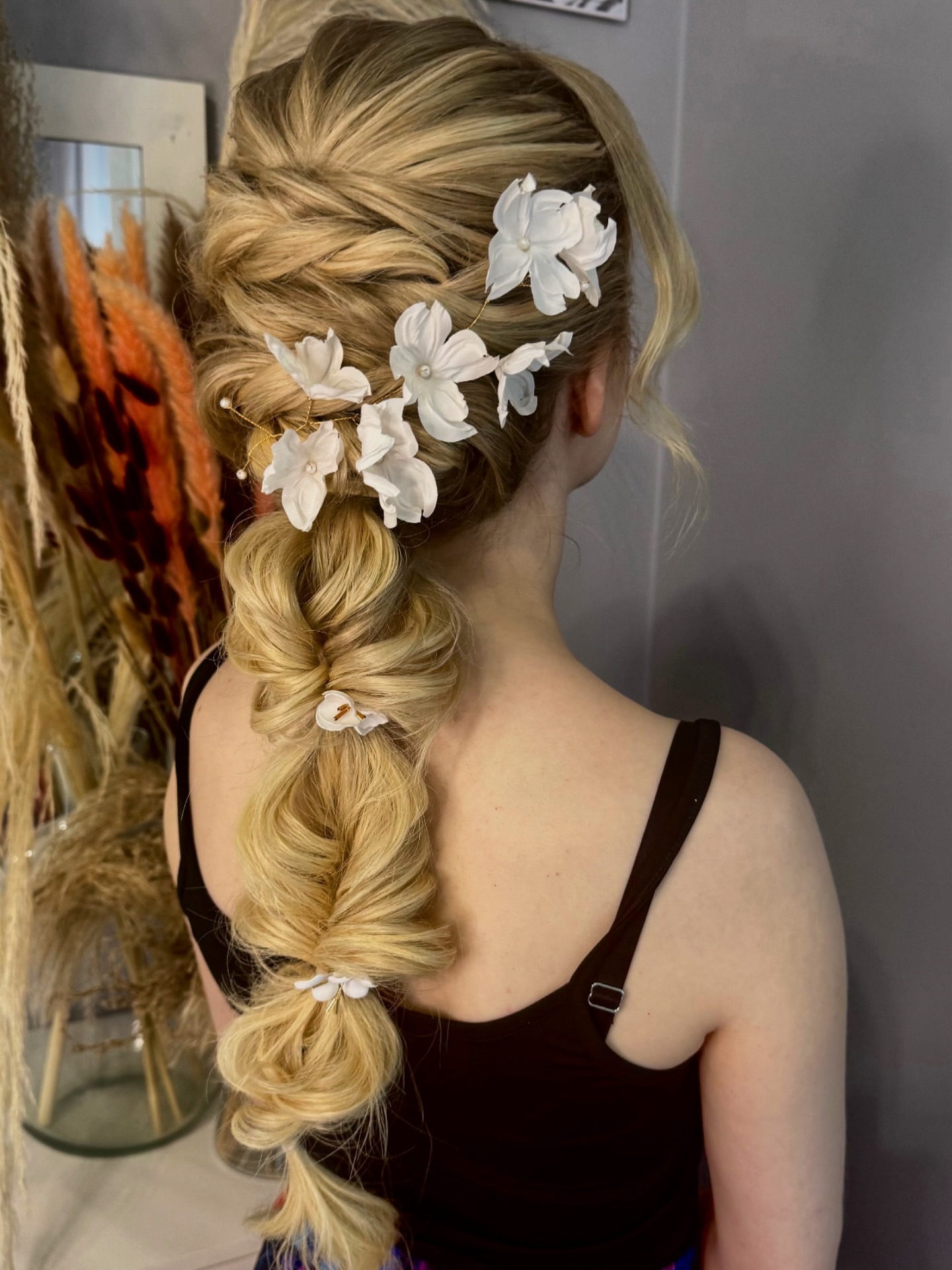 Romantic Twisted Braid with Floral Accents