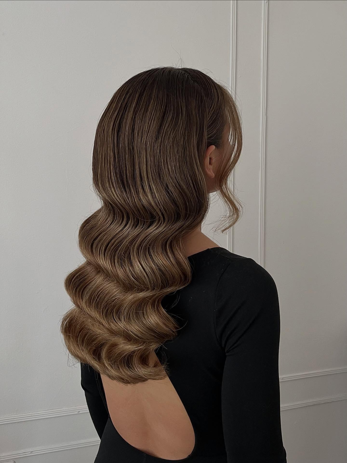 Sleek Glossy Waves with Darker Roots