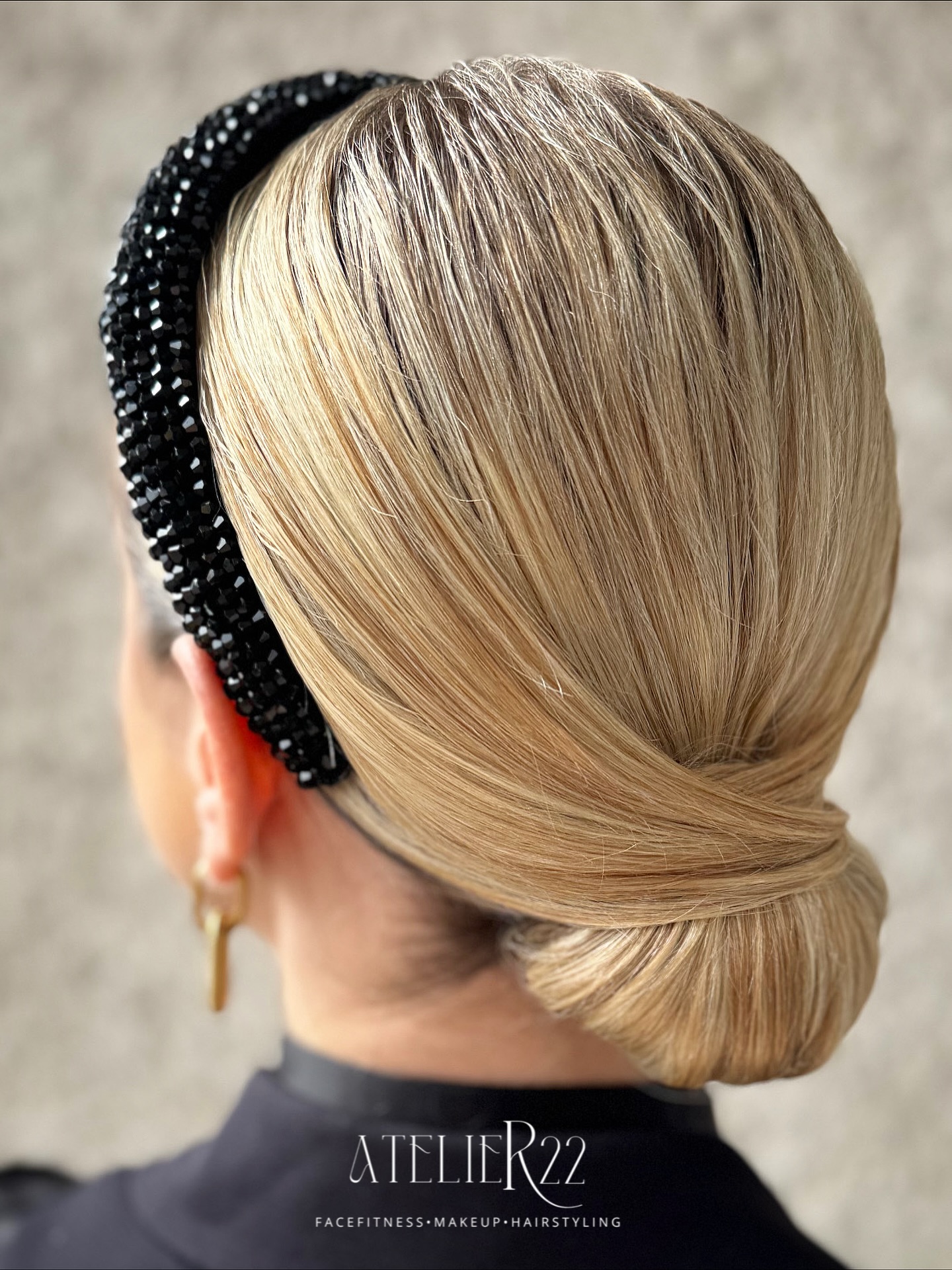 Sleek Low Bun with Elegant Headband