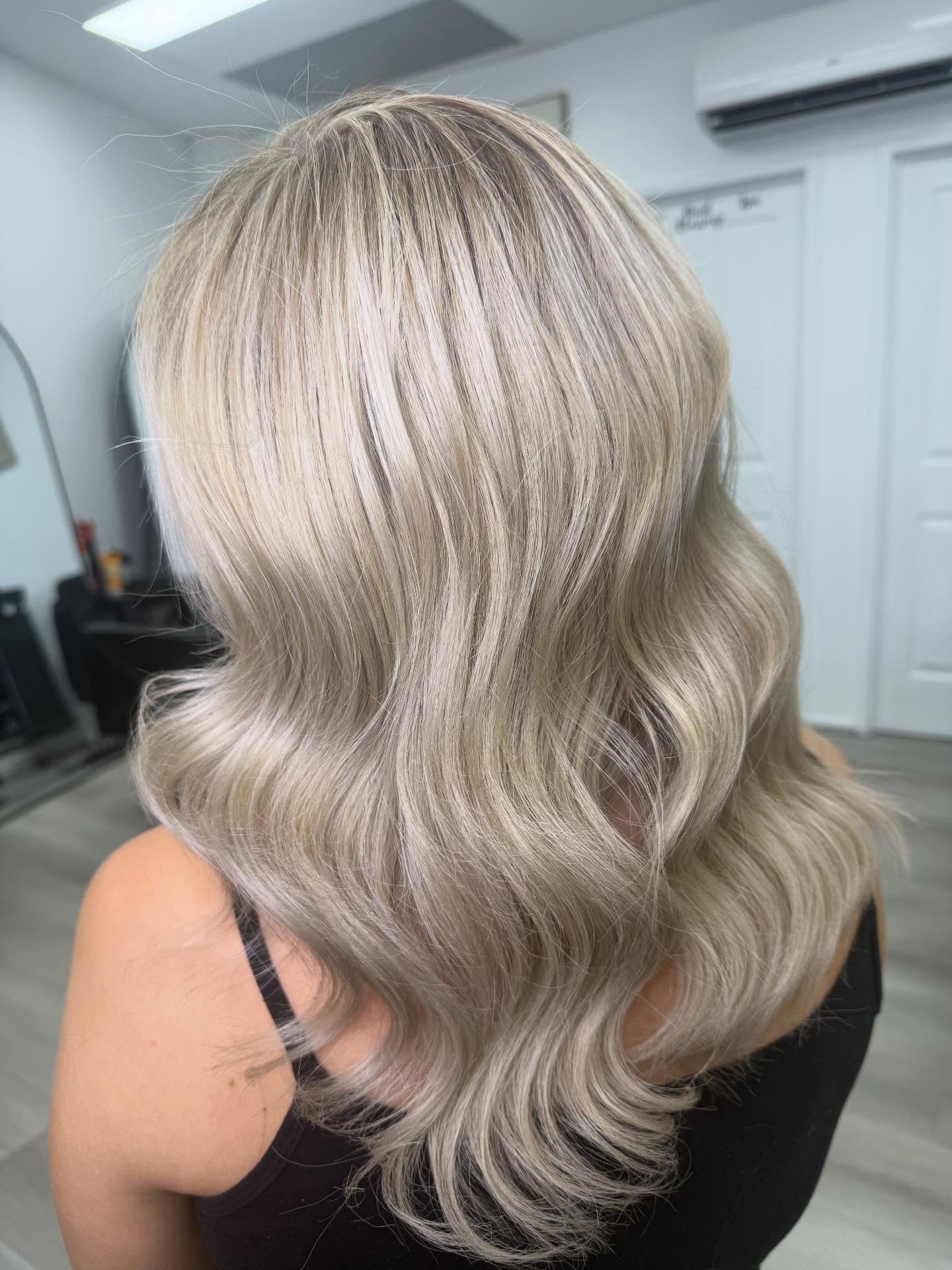Soft Bright Blonde Waves with Subtle Shadow Roots
