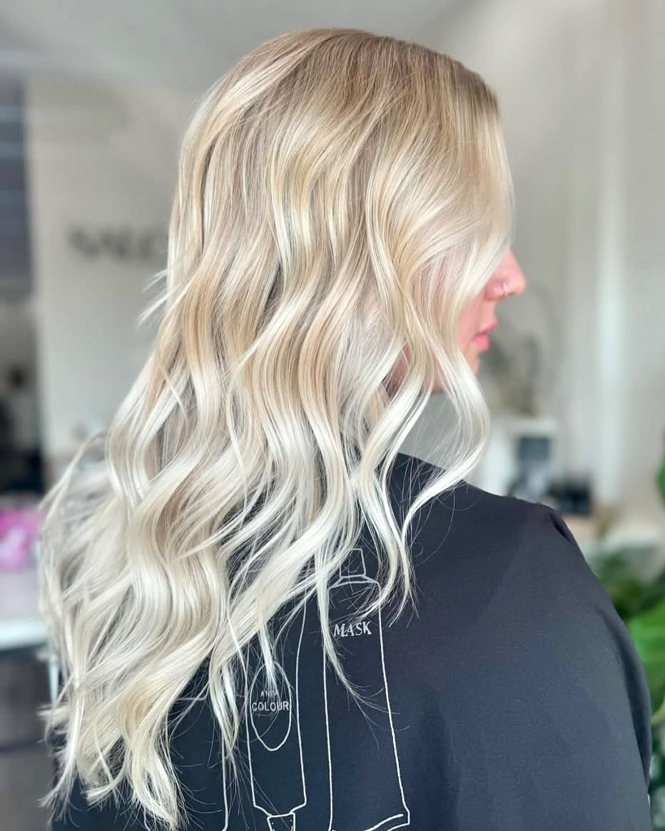 Soft Waves with Bright Blonde Highlights