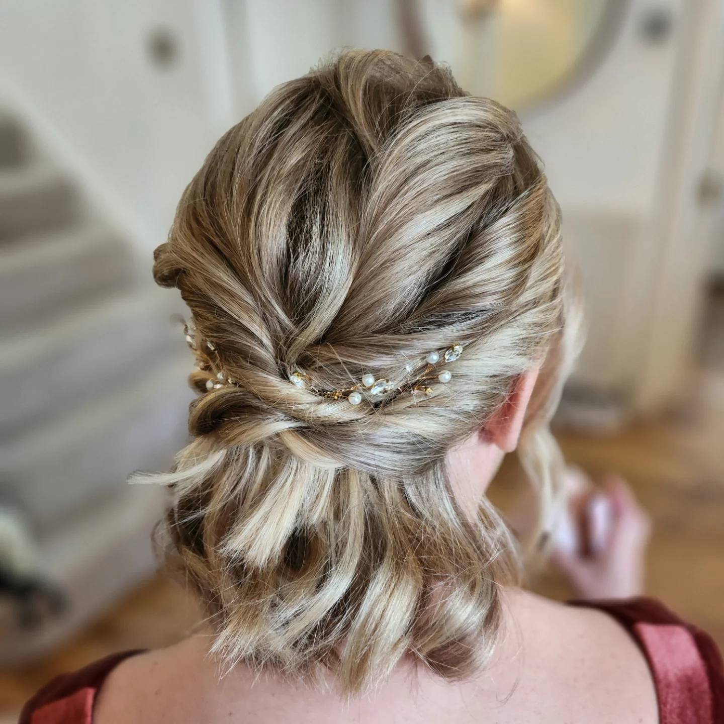 Textured Breezy Updo with Elegant Accents