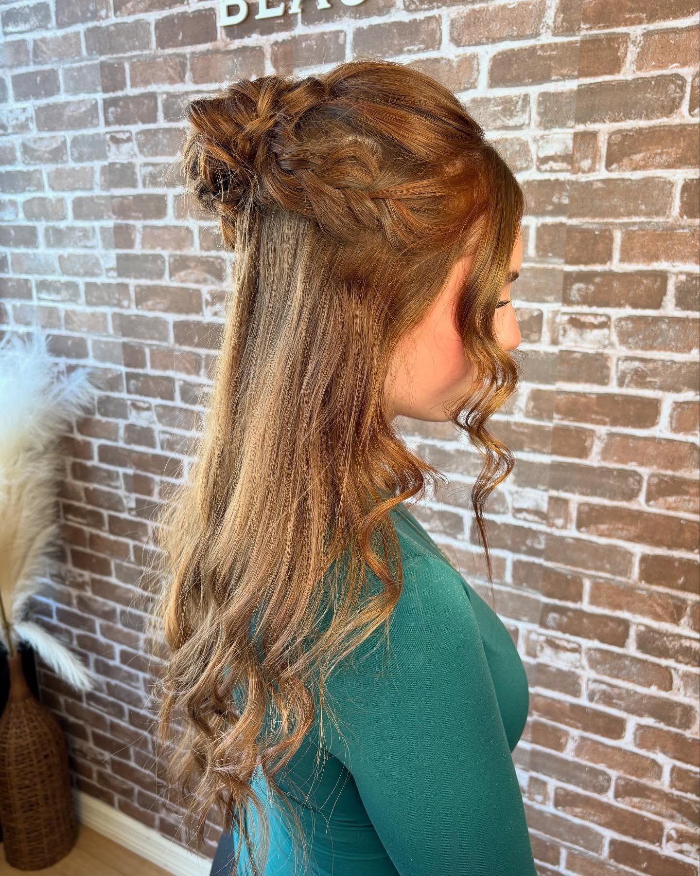 Textured Half-Up Braided Style with Loose Waves