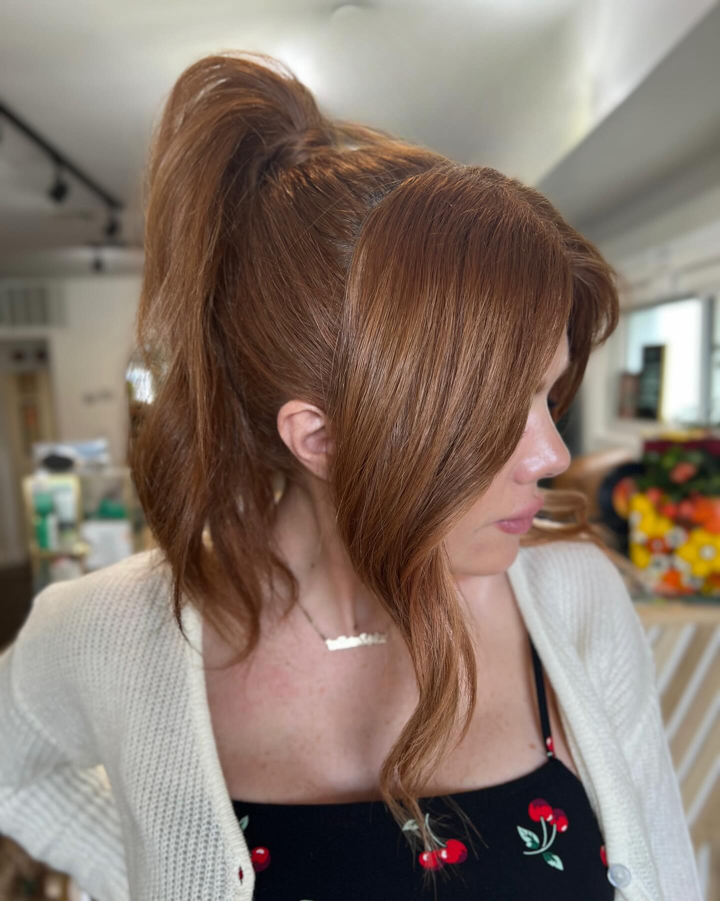 Trendy Half-Up High Ponytail with Soft Loose Waves