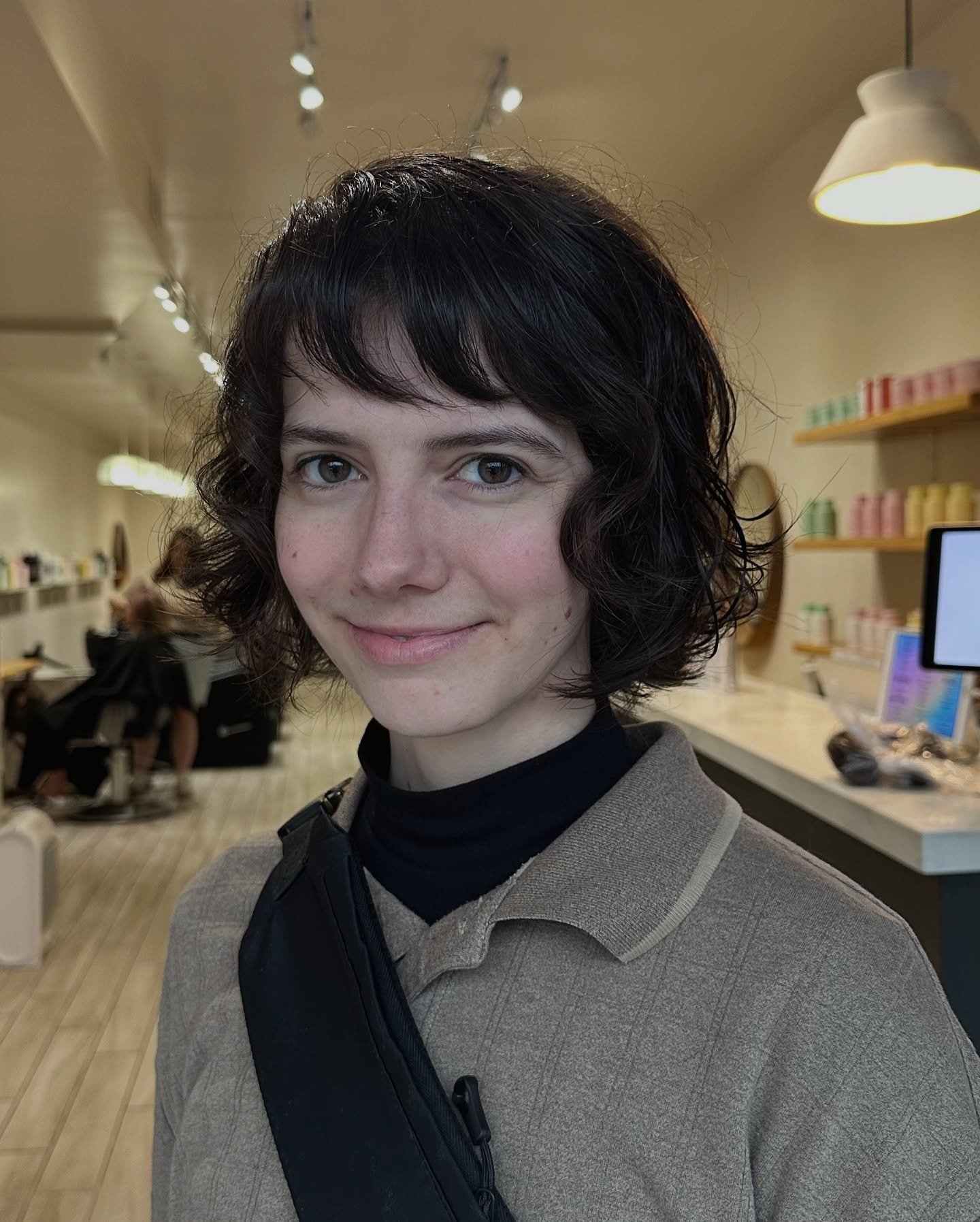 Curly Short Bob with Wispy Bangs