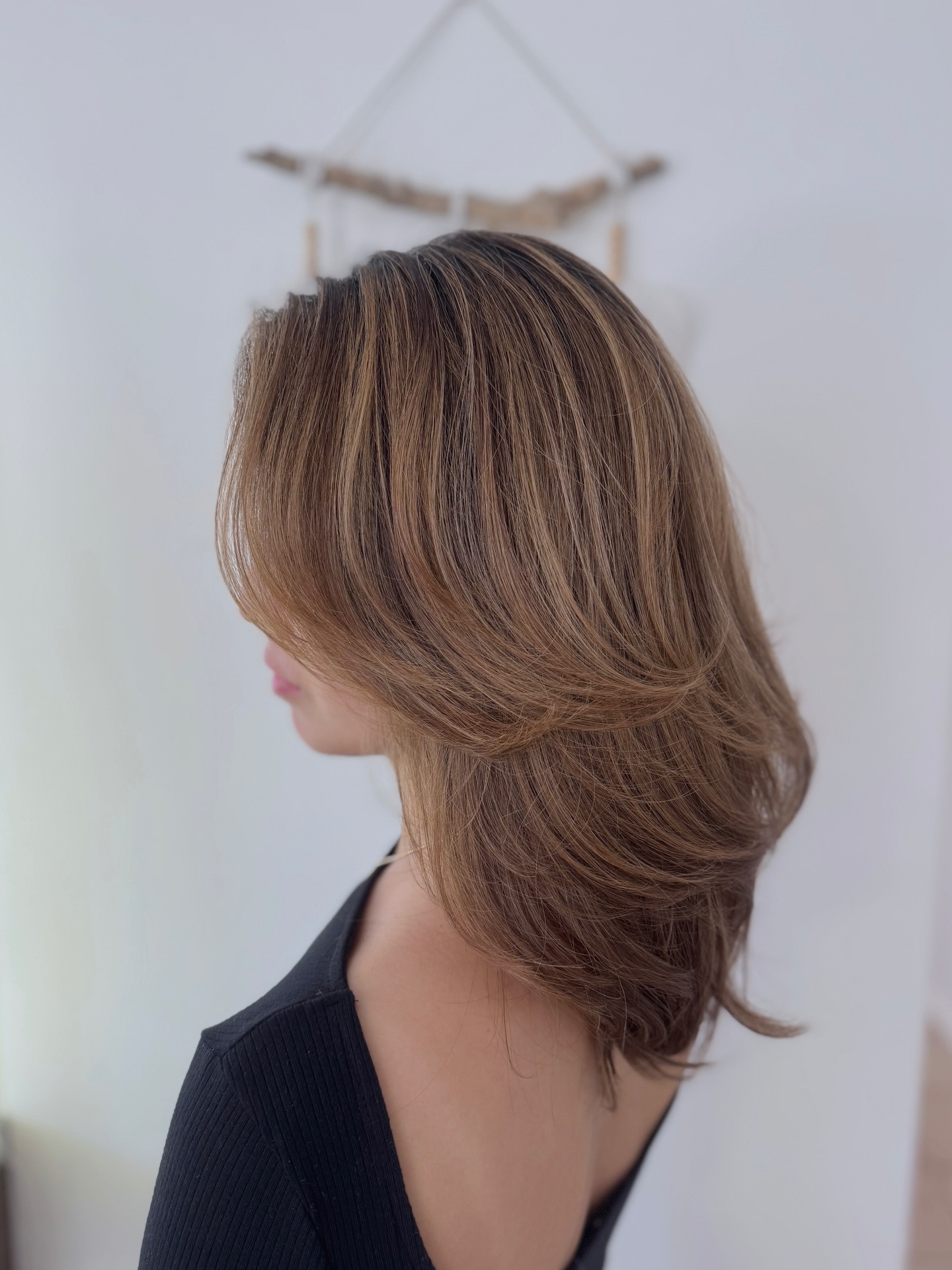 Elegant Softly Layered Mid-Length Cut for Thick Hair