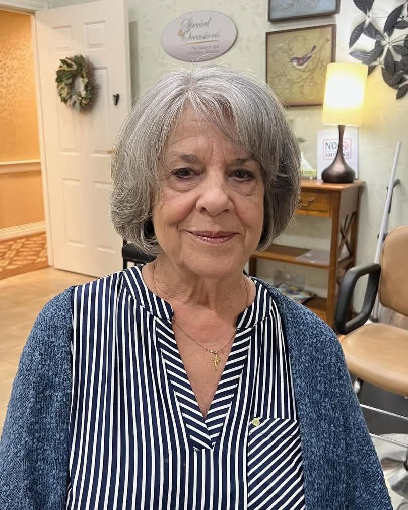 Soft Textured Gray Bob with Subtle Volume
