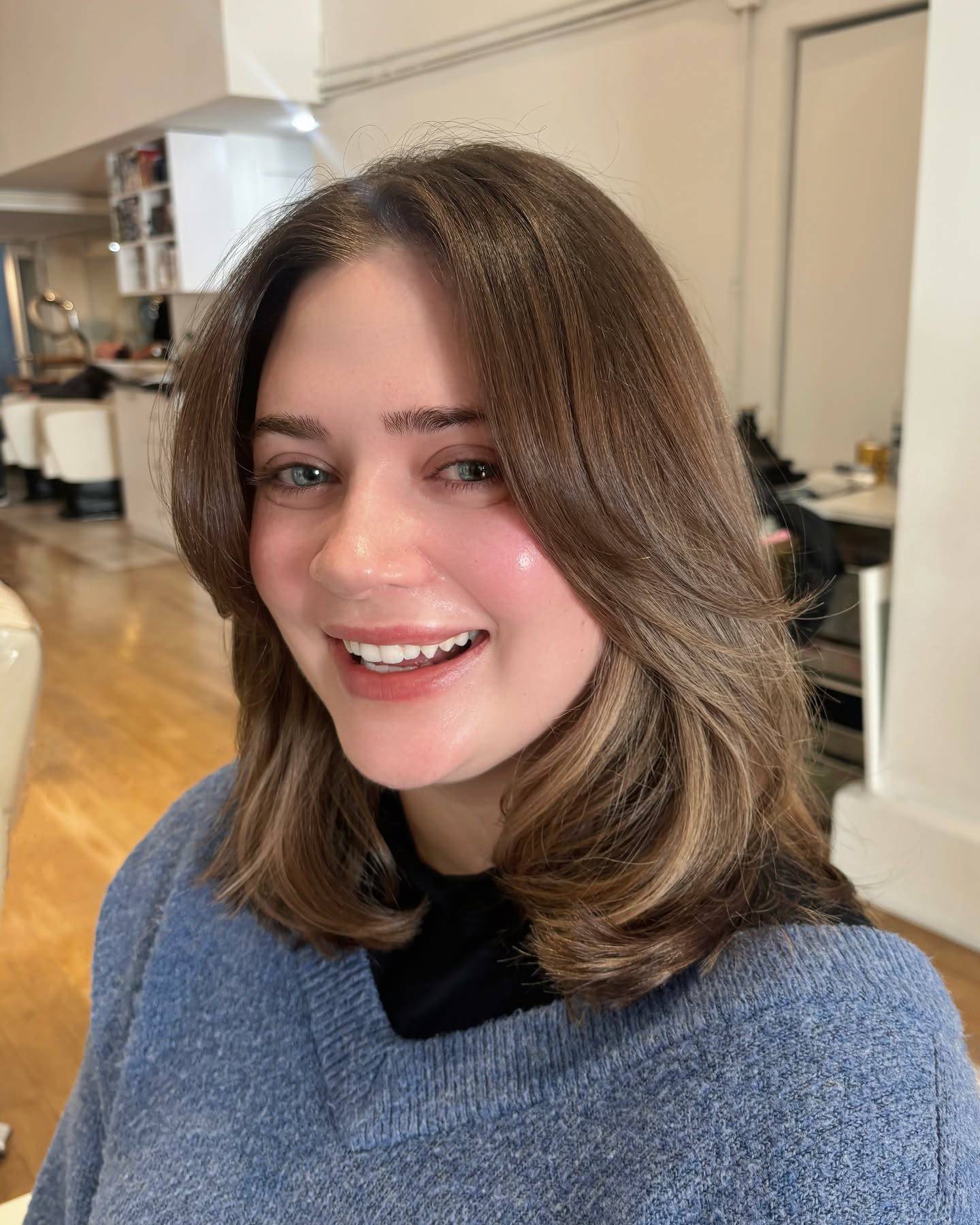 Softly Layered Mid-Length Cut for Thick Hair