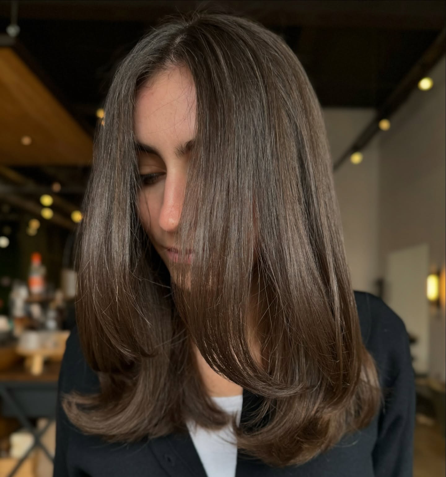 Sleek Medium Length Cut with Subtle Face-Framing Layers