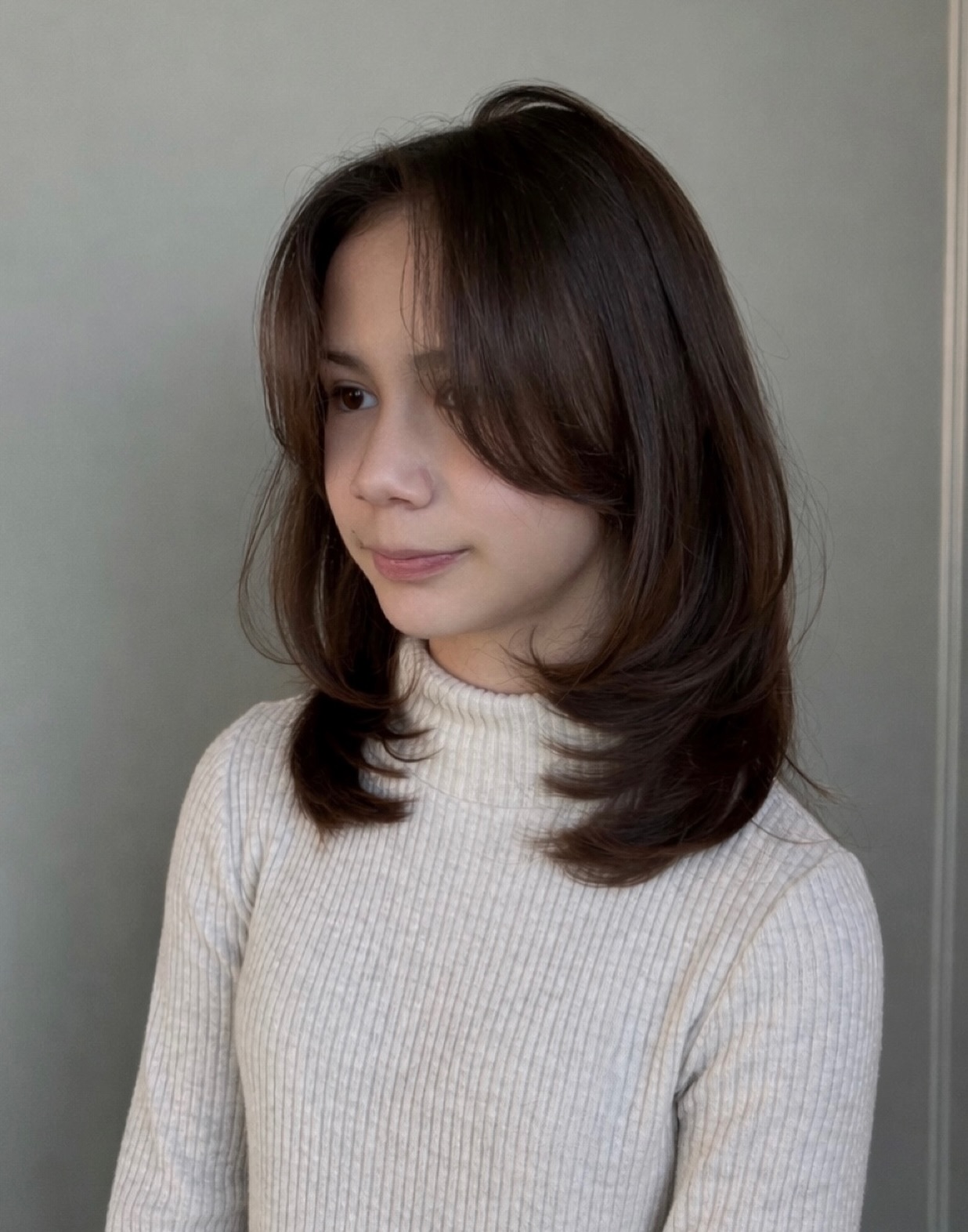 Softly Layered Mid-Length Cut with Gentle Face-Framing Layers