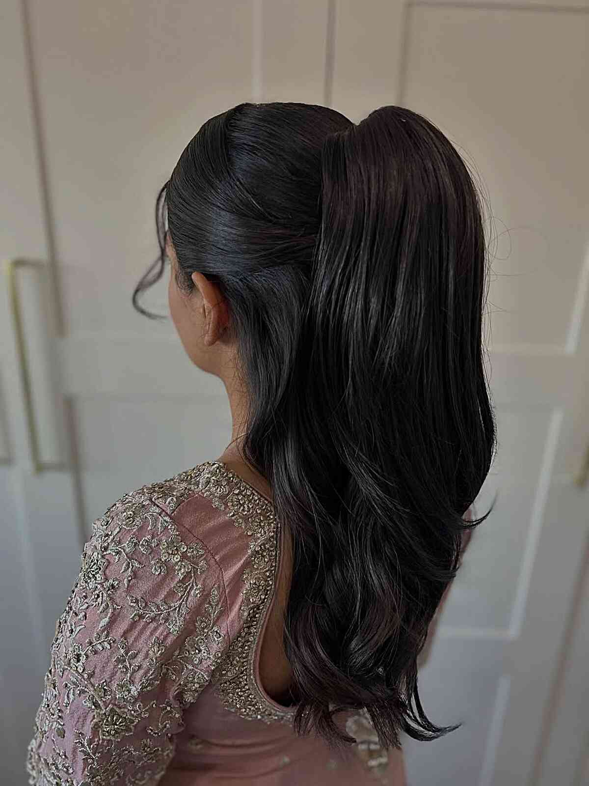 Sleek Half-Up Ponytail with Soft Waves