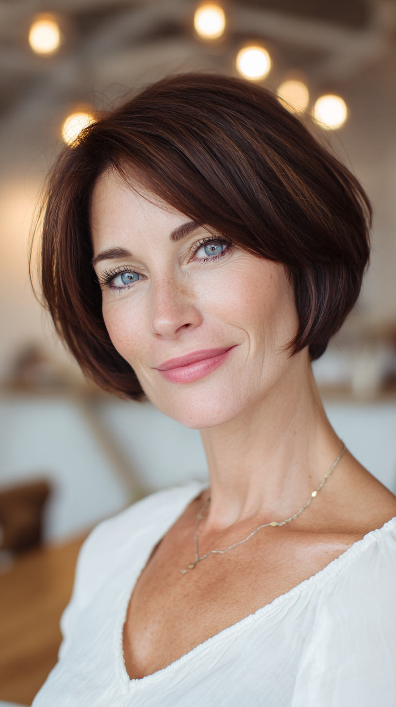 Chic Brunette Bob with Soft Layers