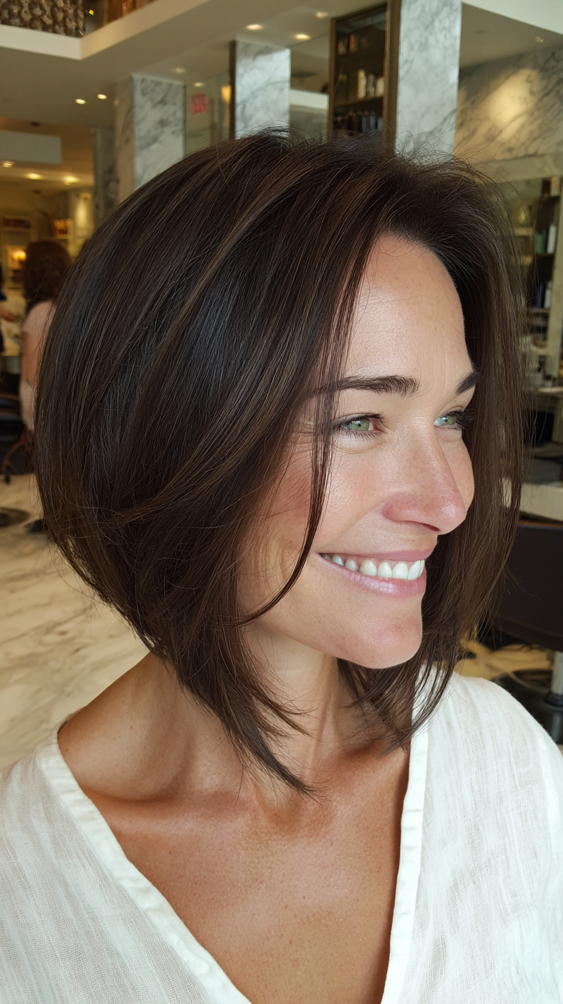 Chic Textured A-Line Bob with Subtle Highlights