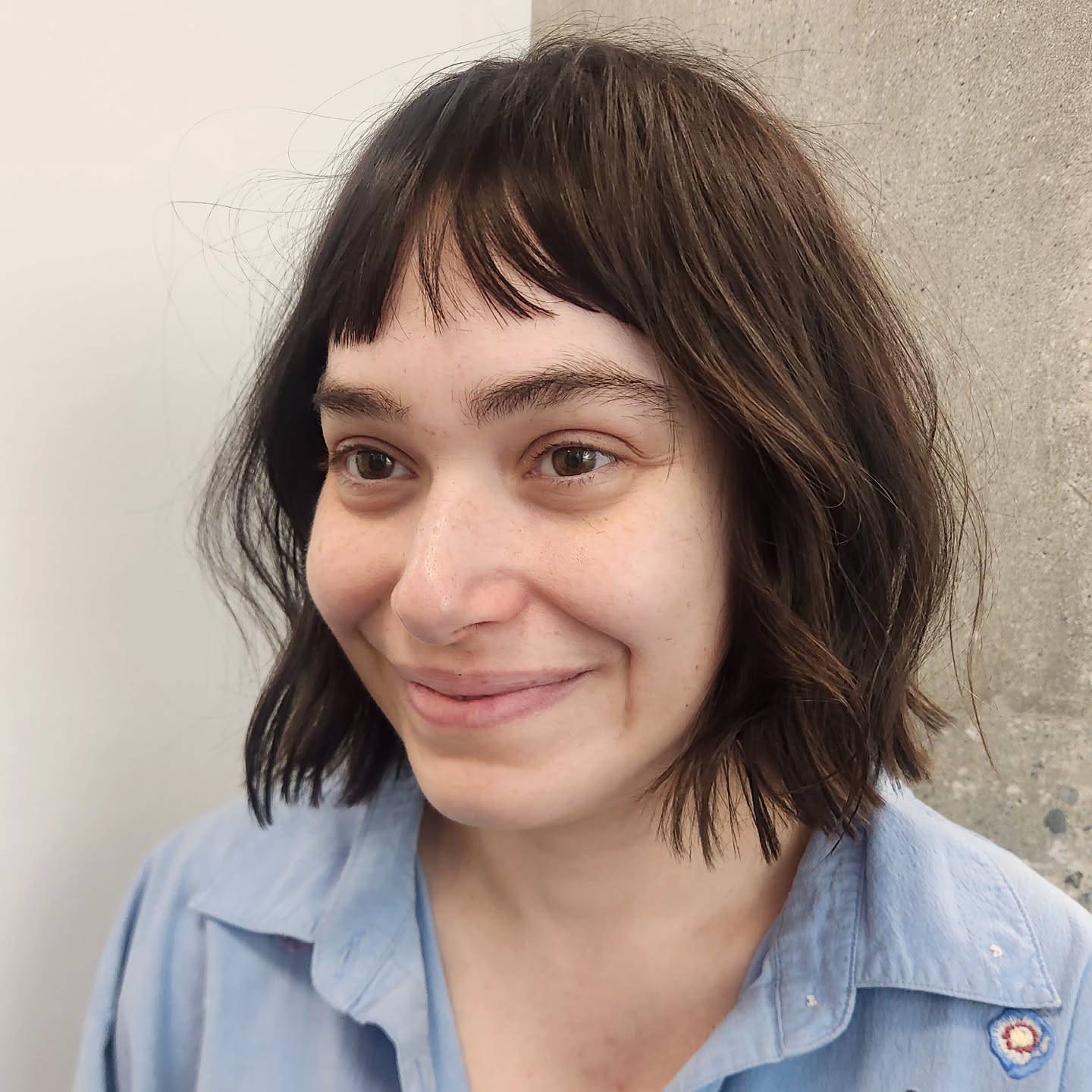 Chic Textured Bob with Curtain Bangs