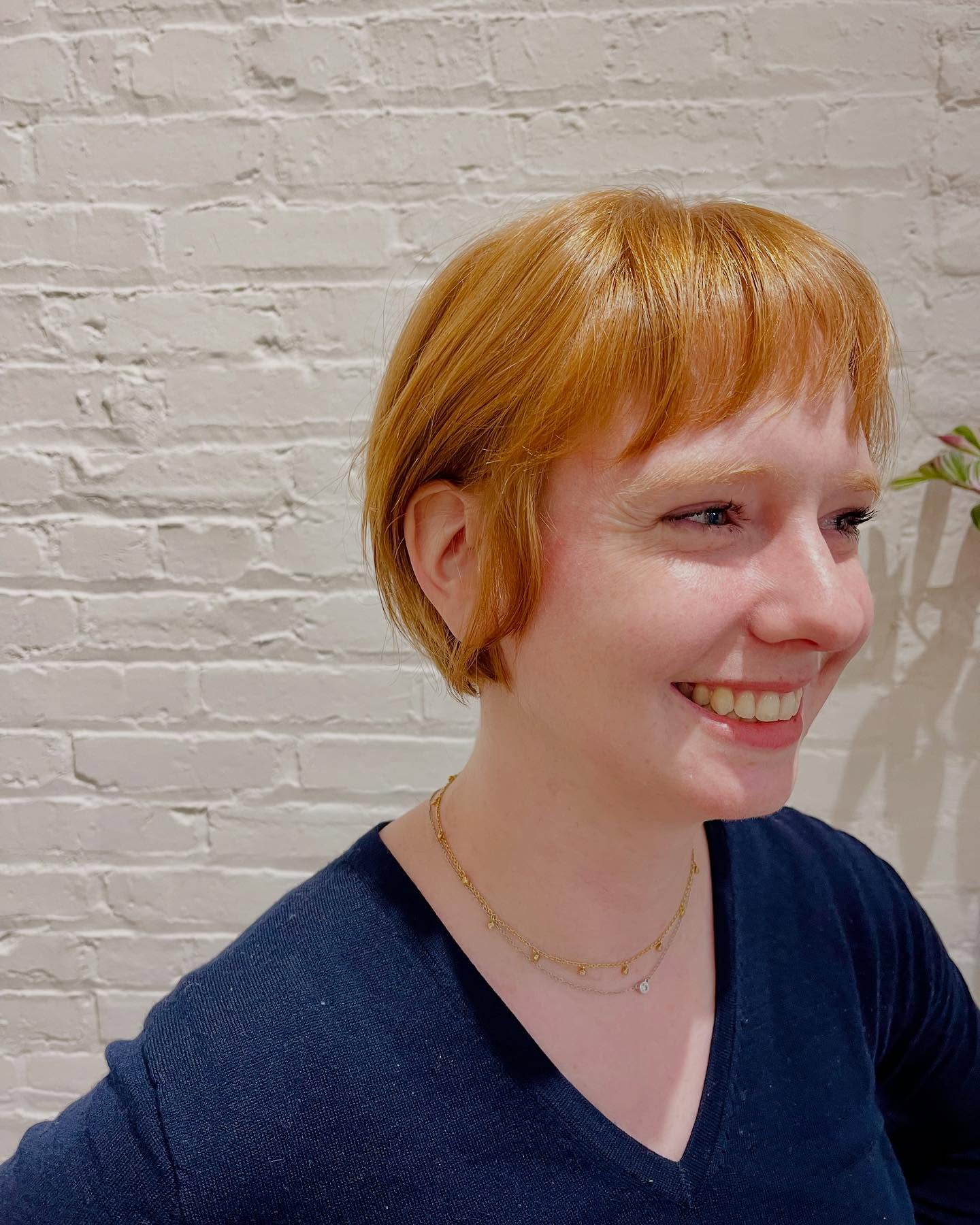 Choppy Copper Bob with Soft Bangs