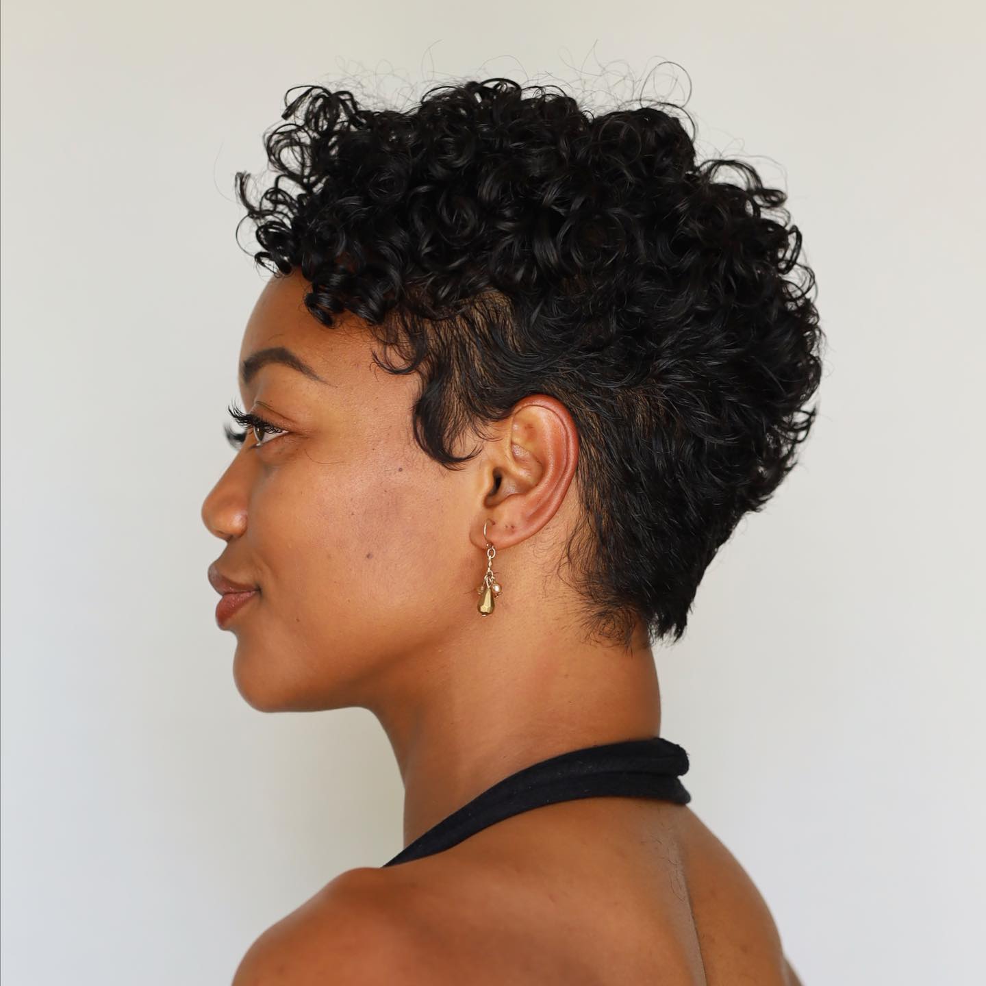 Defined Curly Pixie with Tapered Sides