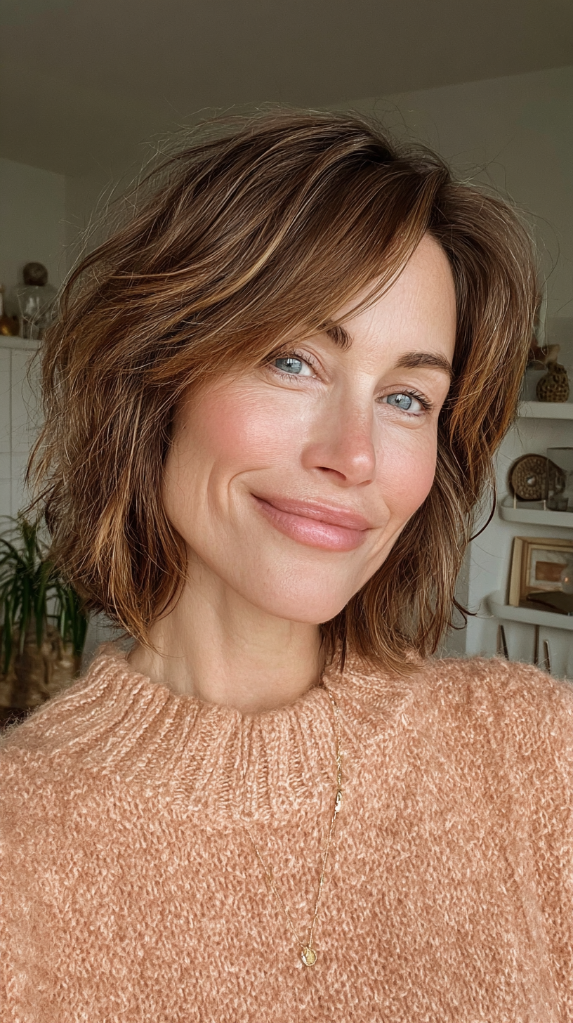 Warm, Textured Bob with Subtle Layers