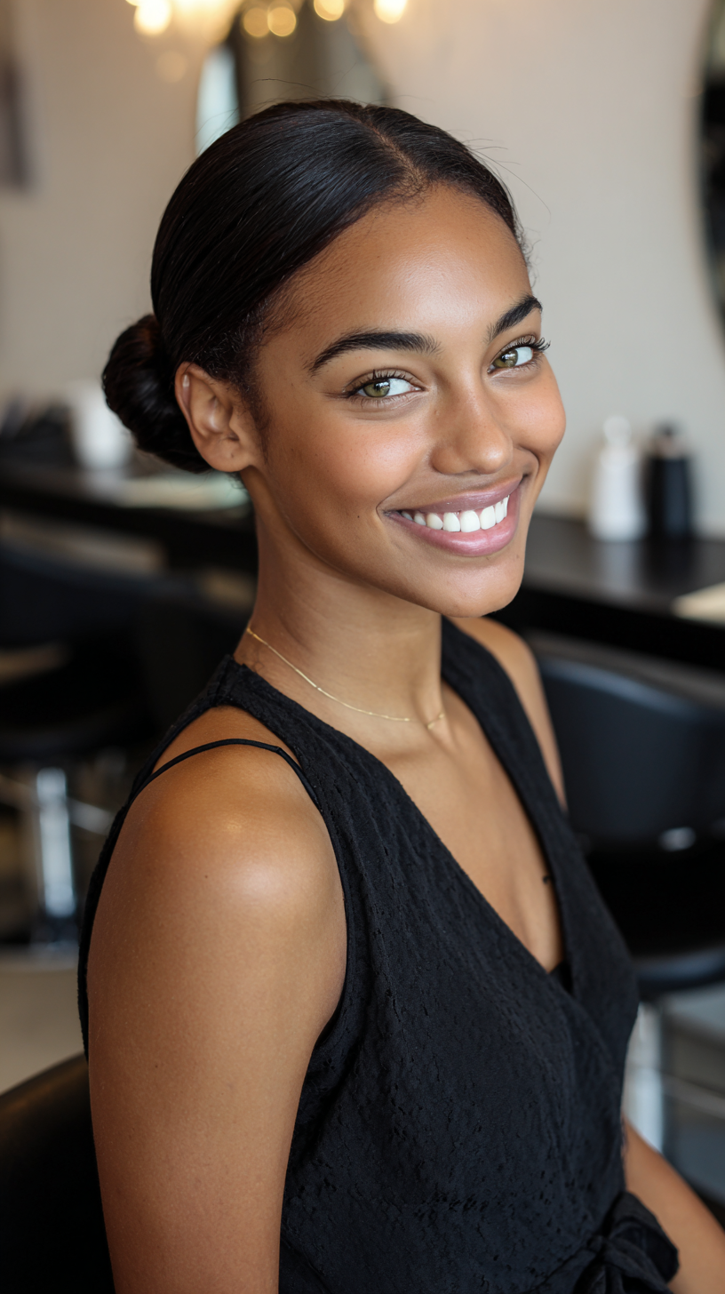 Elegant Low Bun with Smooth Finish