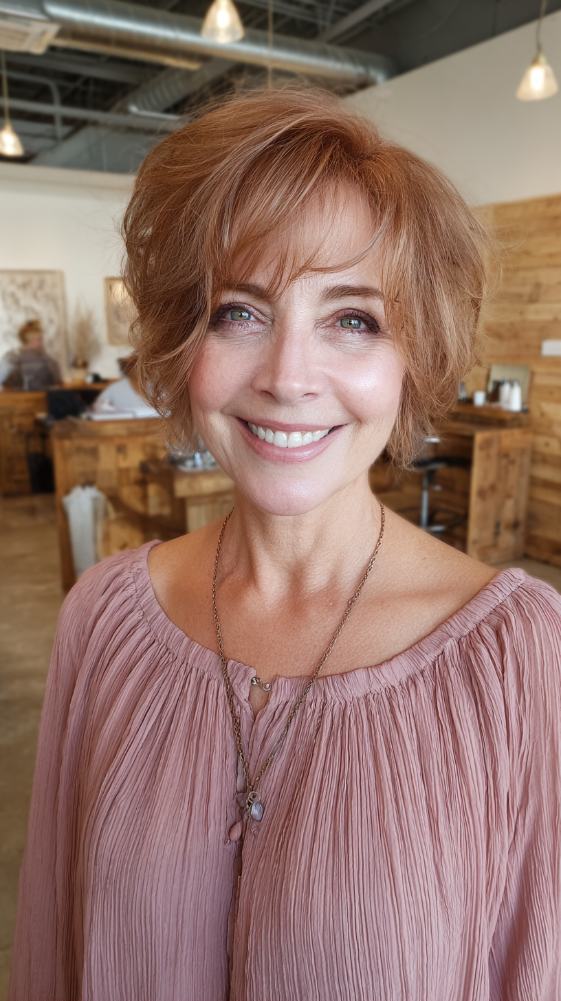 Elegant Textured Copper Bob with Soft Layers