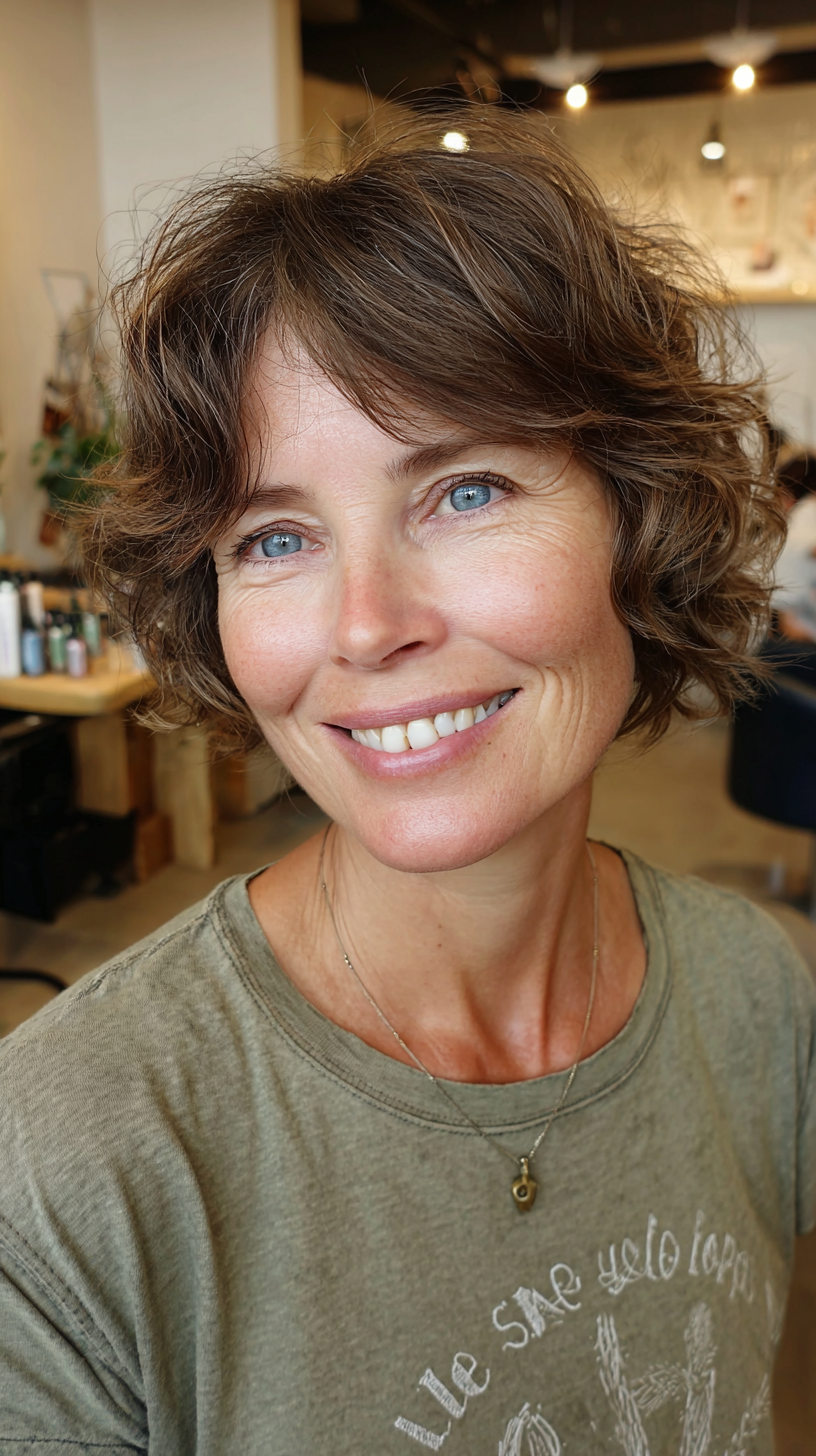 Playful Curly Chin-Length Cut