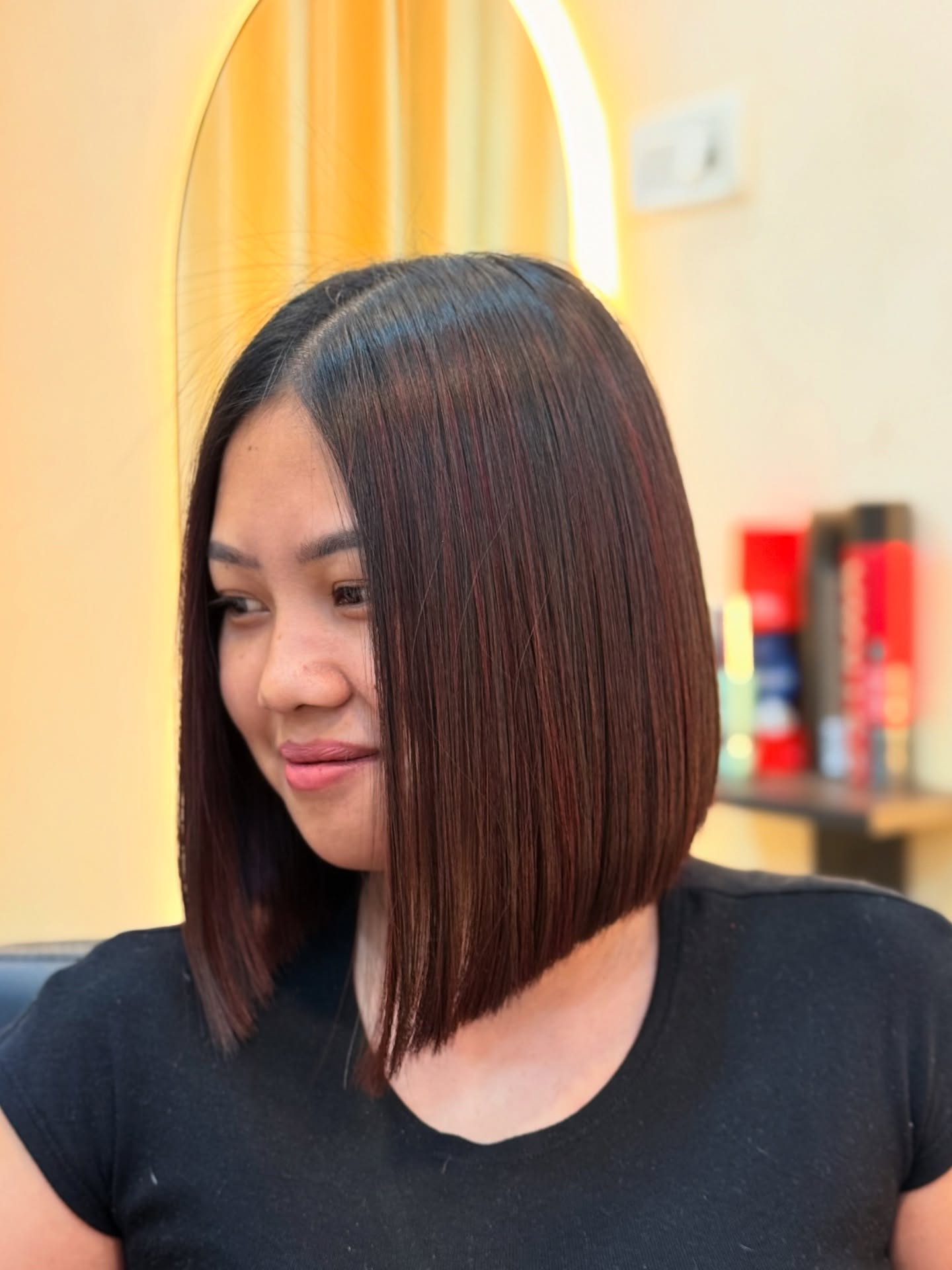 Sleek Angular Bob with Subtle Ombre Highlights
