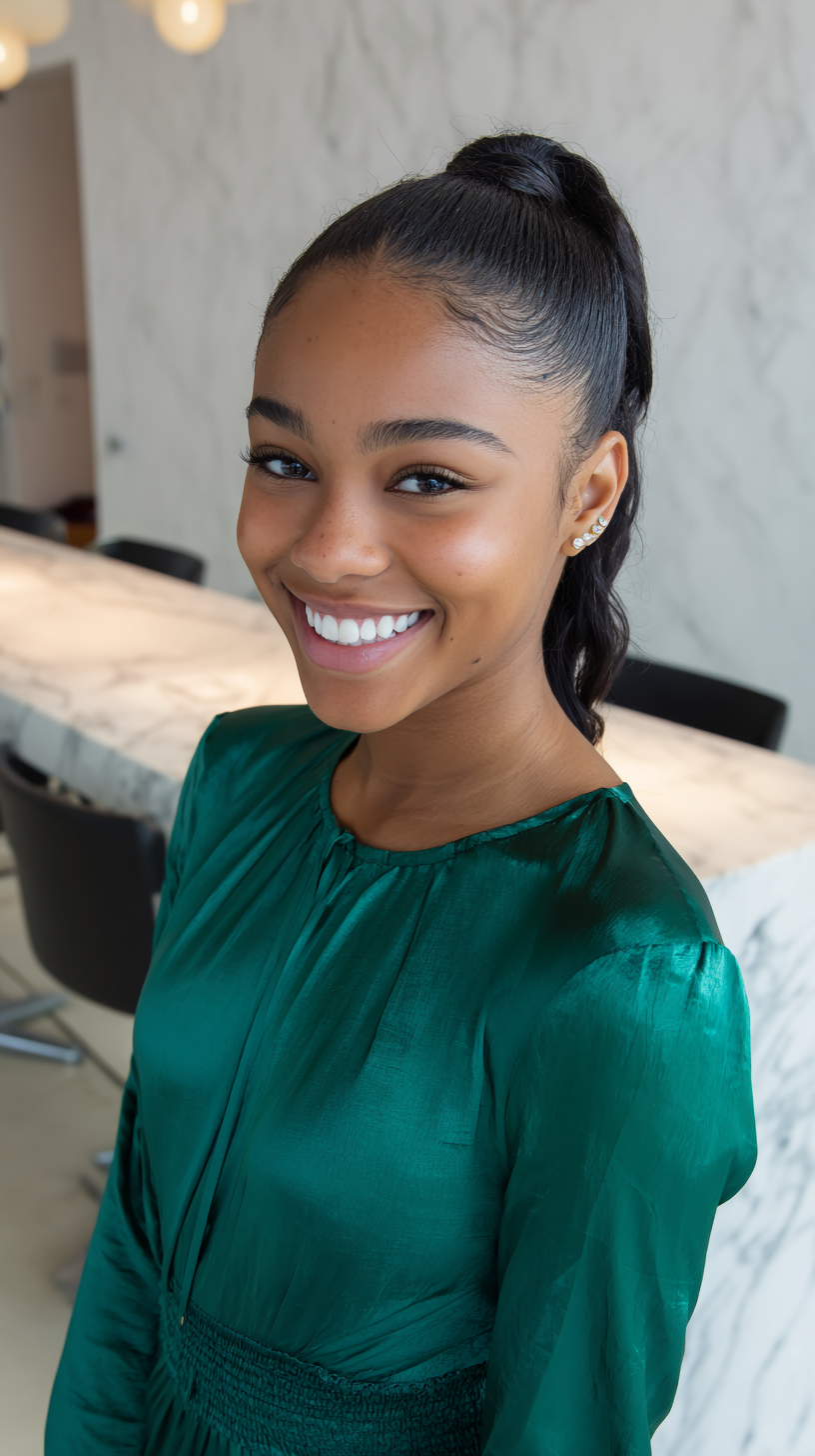 Sleek High Ponytail with Elegant Twists