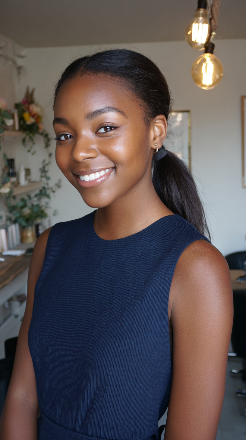 Sleek Low Ponytail with Natural Texture