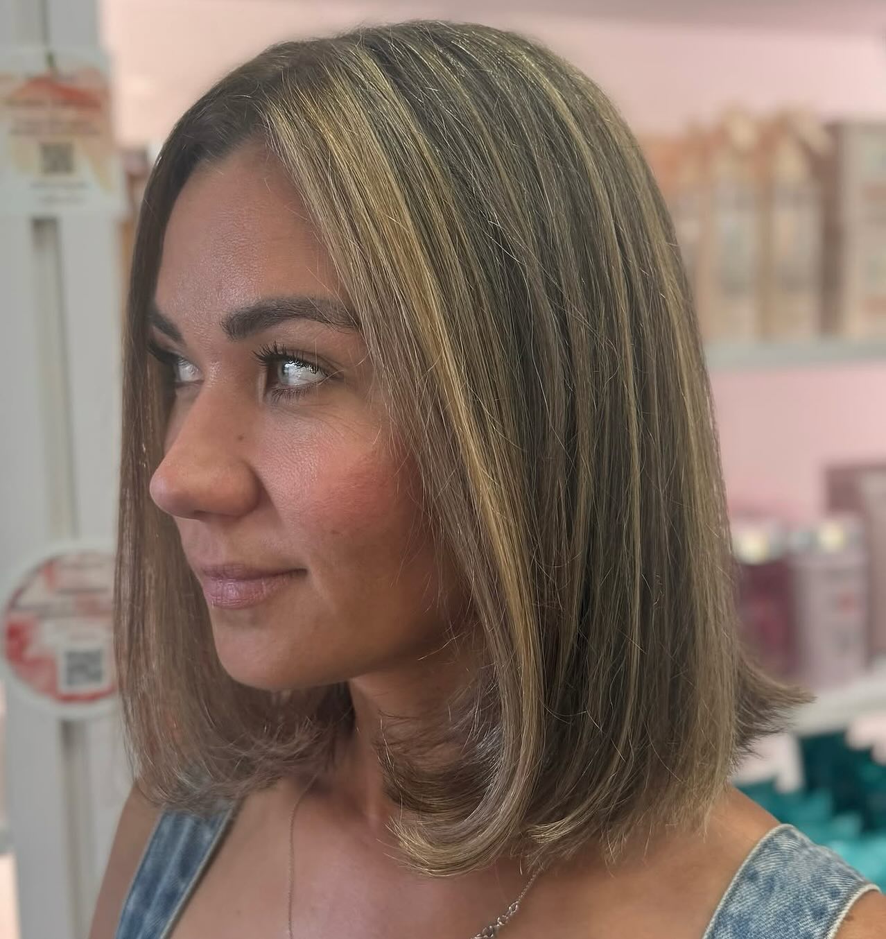 Soft Blunt Bob with Subtle Blonde Highlights