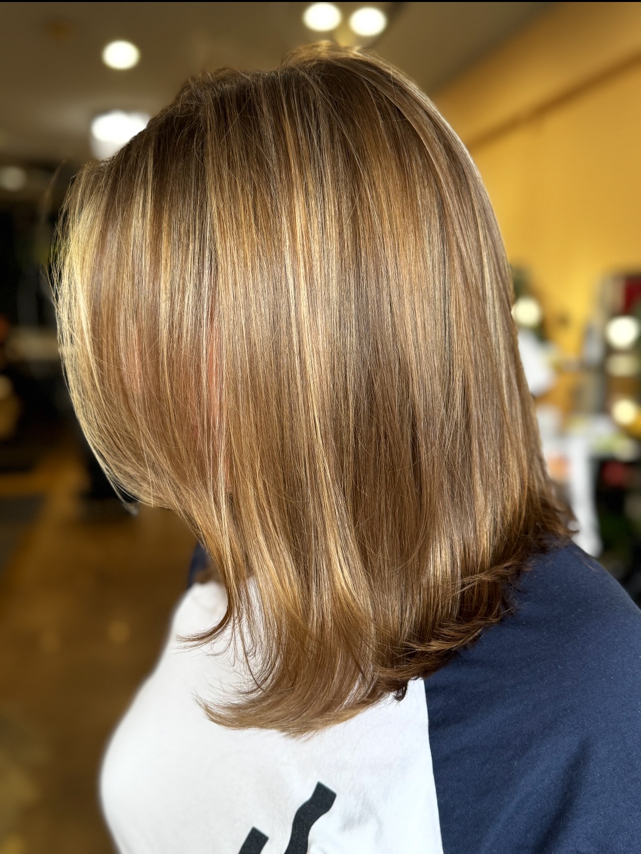 Stylish Long Bob with Sun-Kissed Highlights