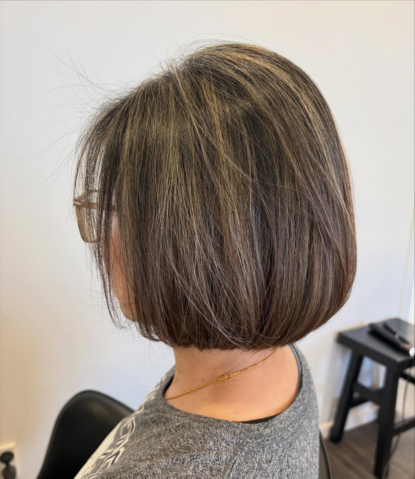 Stylish Rounded Bob with Subtle Ash Highlights