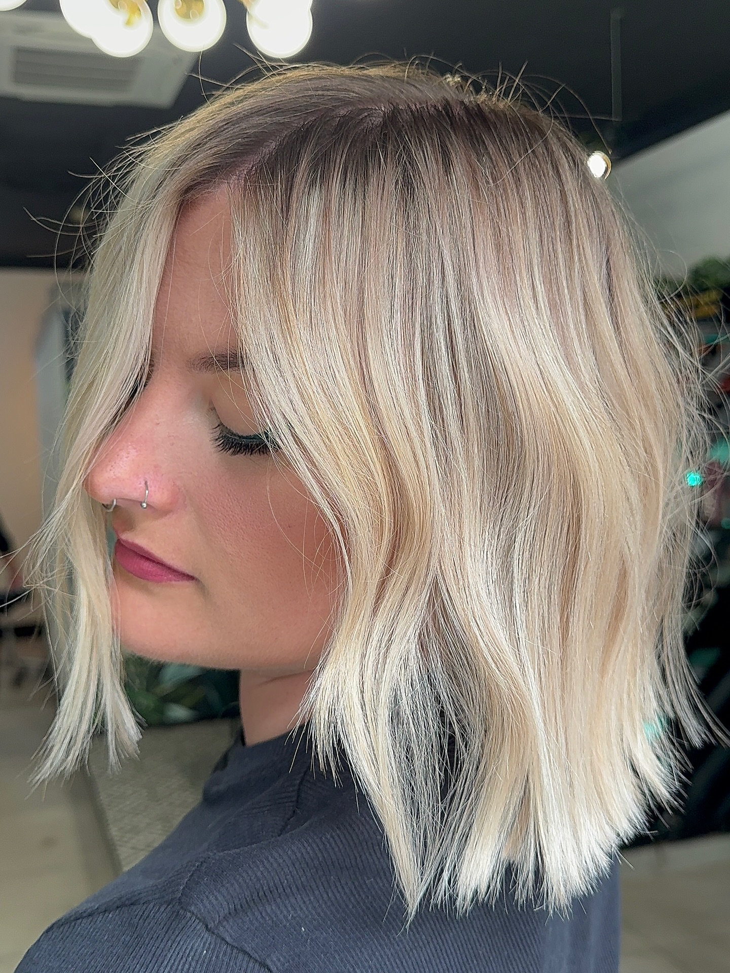 Textured Beachy Bob with Bright Blonde Highlights