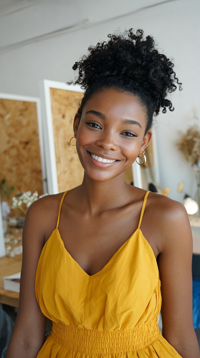 Textured High Puff with Defined Curls