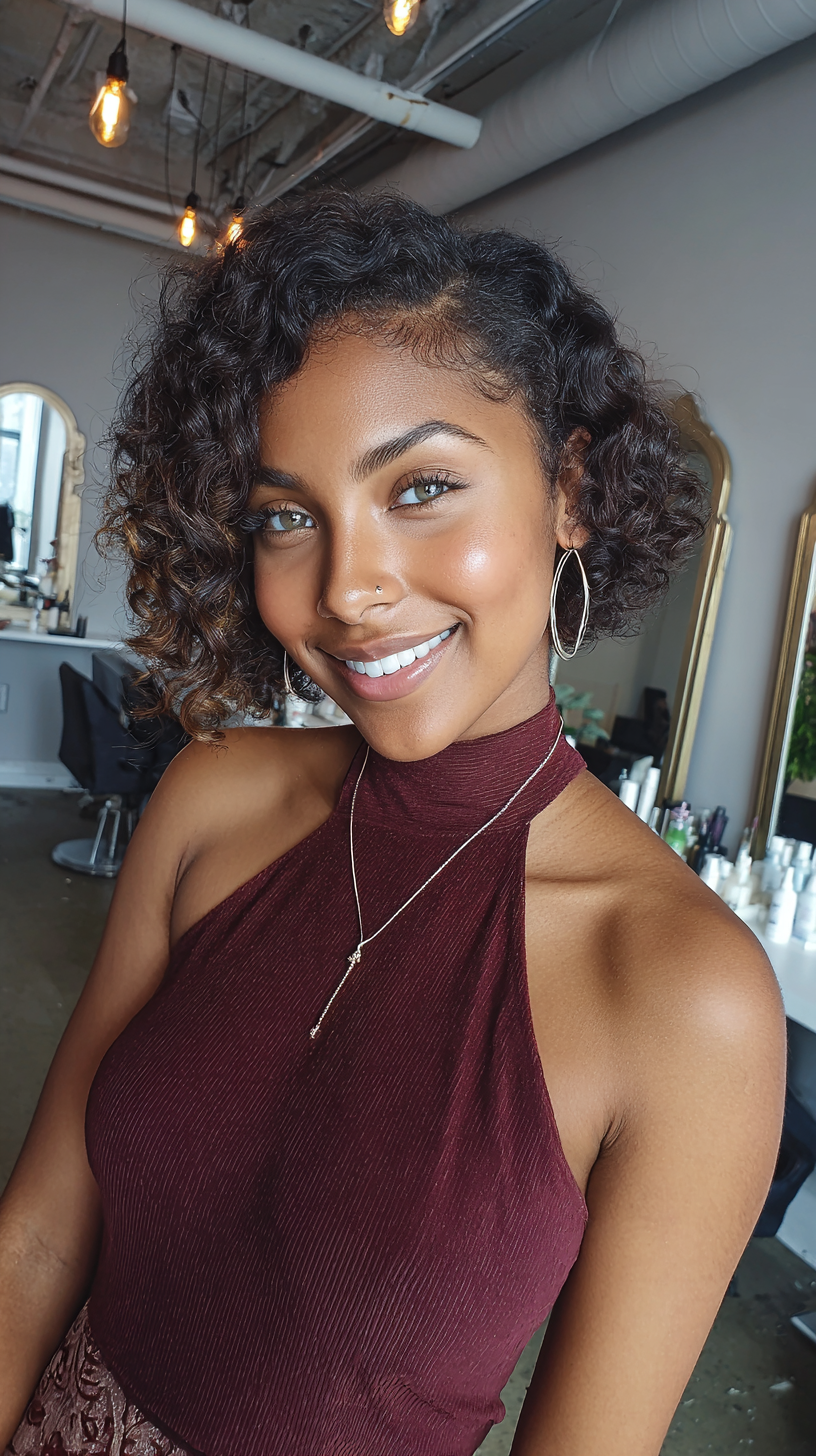 Textured Shoulder-Length Curly Cut with Defined Curls
