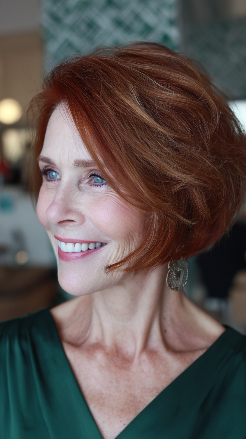 Vibrant Copper-Inspired Textured Bob