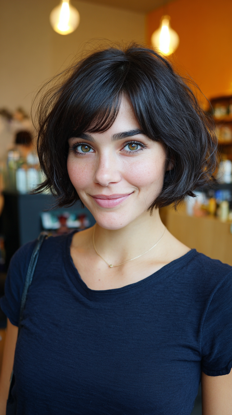 Chic Textured Bob with Soft Bangs