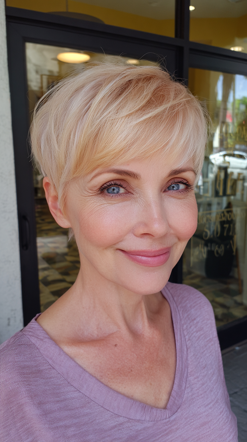 Chic Textured Pixie Cut with Soft Bangs
