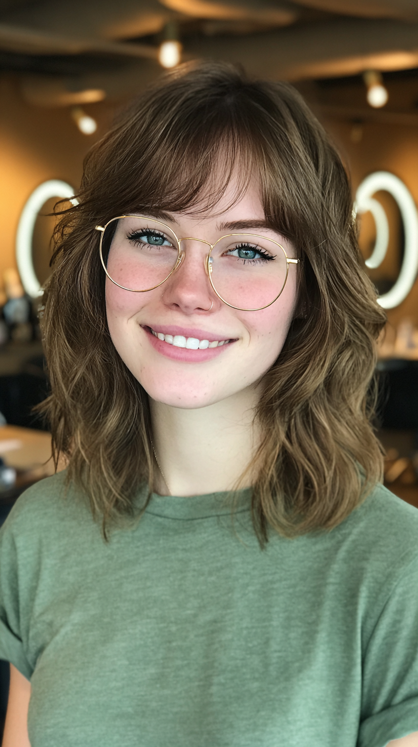 Textured Shoulder-Length Cut with Soft Bangs